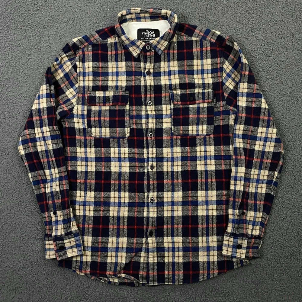 Tank Farm & Co Set of 2 Shirts Mens Medium Slim Flannel Button Up Plaid Cotton - Picture 2 of 11